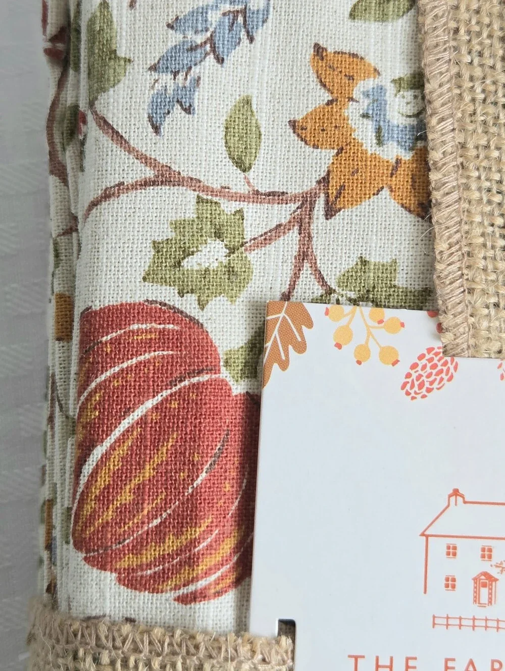 Rachel Ashwell Farmhouse Set of 8 Cloth Napkins Harvest Pumpkins Cotton